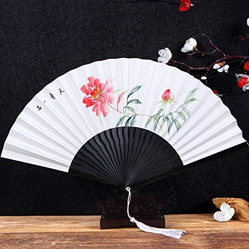 Ventilador dobrável de lyzgf, ventilador de mão dobrável chinês orquídea vintage papel fã de papel de mão com fã dobrável de armas