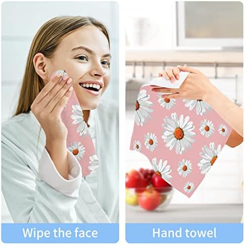 Camomiles rosa panorth 12x12in Conjunto, 6 embalagem de algodão absorvente Toalha quadrada pratos de cozinha toalhas, toalha de mão
