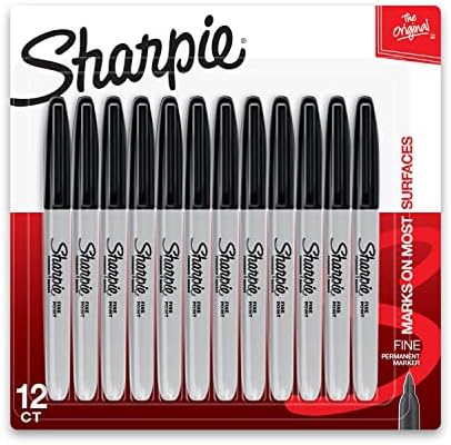 Sharpie S-gel, canetas de gel, ponto médio, caneta em gel de tinta preta, 12 contagens e marcadores permanentes de Sharpie,