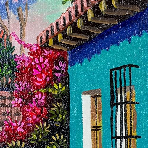 Novica Primary ou Jewel Colors Cityscape Realist Paintings Pintura da Guatemala 'Road to San Felipe'