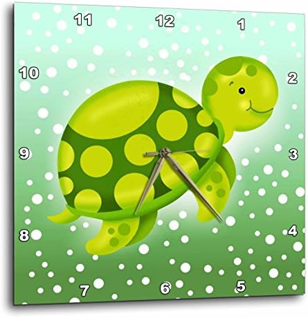 3drose 3d rose fofo verde tartaruga nadar em uma nuvem de relógio de parede de bolhas, 15 polegadas
