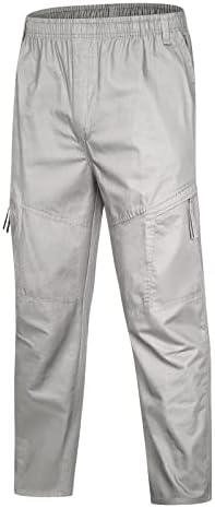 Calças de carga para homens elegantes cor de cor sólida cintura verão respirável algodão com zíper confortável bolsos casuais calças casuais
