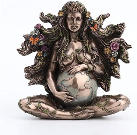 Projeto Veronese 6 7/8 Mãe grávida sentada Gaia com Butterflies Resin Sculpture Bronze acabamento de bronze