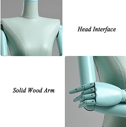 Tonpop Female Mannequin Torso Body, Stand Stand Stand com braços e base de metal, Modelo de moda de ombro plano adereços, capa PU, 5 cores