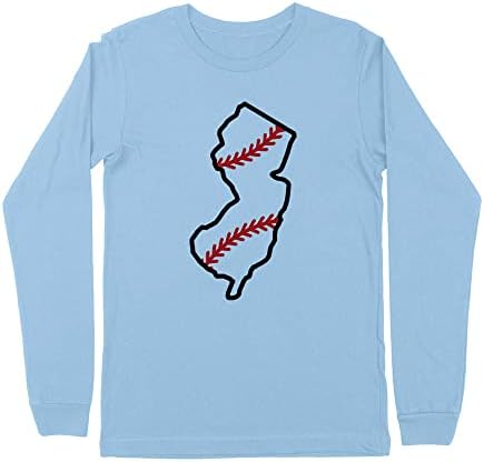 Estado do estado Baseball New Jersey Kids Manga Longa Camiseta Juventude