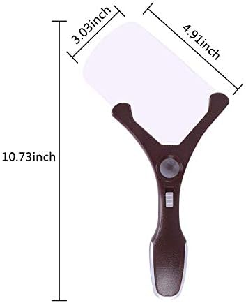 2,5x 20x de lupa retangulares portátil, 4 luzes de leitura de luzes brilhantes para idosos, baixa visão, degeneração macular,