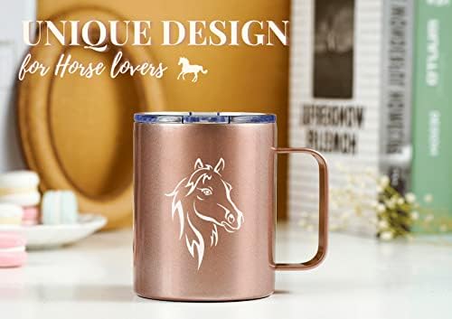 Presentes de cavalo OneBttl para meninas, mulheres, amantes de cavalos, caneca de café em aço inoxidável isolada