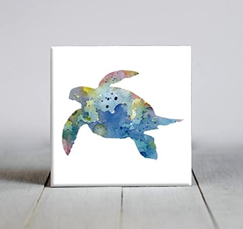Tartaruga marinha azul abstrato de arte decorativa em aquarela