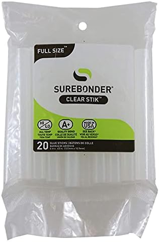 Surebonnder Clear Stik Hot Glue Sticks para todas as temperaturas - Tamanho completo 4 L, 7/16 D - 20 pacote - Todos