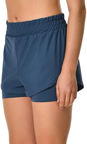 Shorts de corrida femininos de yunoga com liner shorts de bolsos casuais de verão
