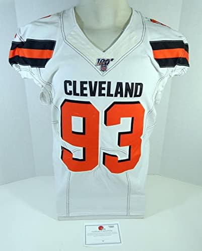 2019 Cleveland Browns Trevon Coley 93 Game usou White Jersey 100 NFL Patch 0 - Jerseys de jogo NFL não assinado usados
