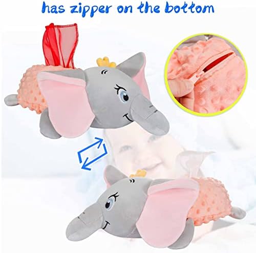 Brinquedo da caixa de tecido para bebês - Brinquedos sensoriais de elefante Infantil de 6 a 12 meses de puxão de tecido