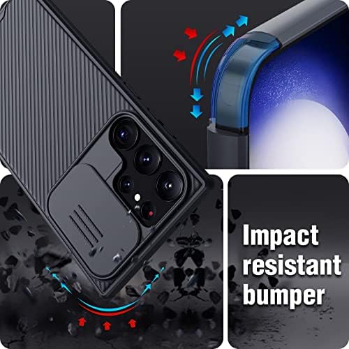 Erhu para o Caso Ultra do Samsung Galaxy S23 com tampa da câmera, [Non Slip & Anti-Fingerprint] [Proteção de gota], capa de telefone de proteção fina esbelta para Samsung S23 Ultra 6,8 polegadas, preto