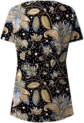 Ayaso feminino 2023 camisetas casuais de verão V de pescoço de manga curta de túnica de túnica decoração de impressão