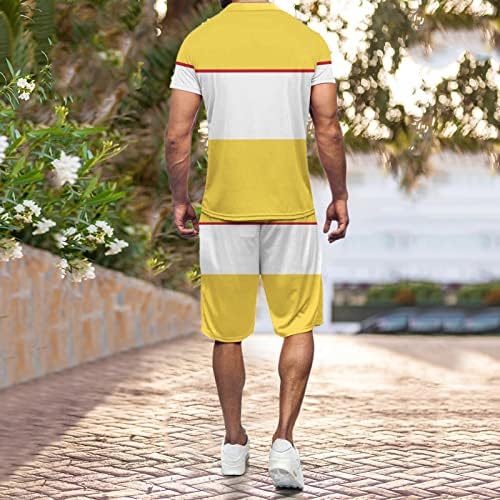 Masculino shorts casuais shorts conjuntos de gestas de gente de tripulação e roupas curtas de trajes de rastreio de cores clássicas