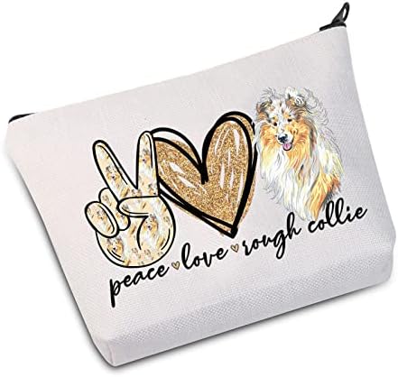 Levlo Rough Collie Make Up Bag Collie Mom Gift Collie Dog Make Up Bolet Bolet Bolsa para Amante de Cachorro