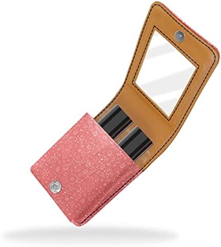 Bolsa de batom de batom de maquiagem de oryuekan com espelho portátil de armazenamento portátil de armazenamento de armazenamento de armazenamento de lábios, cartoon rosa constelação