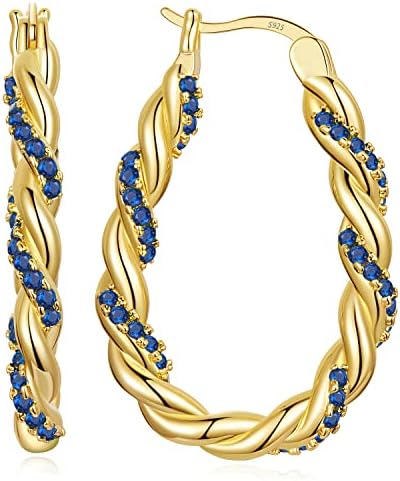 Brincos de argola ovais de 14k para mulheres 925 STERLING SLATER POST TWIS