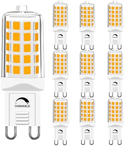 Gohdlamp 10 pacote g9 lâmpada led lâmpada lâmpadas de lustre equivalente de 40 watts, lâmpadas de lustre de 2700k brancas 450 lúmen, lâmpada G9 Base padrão de bi-pino, 4W G9 Bulbo 360 °