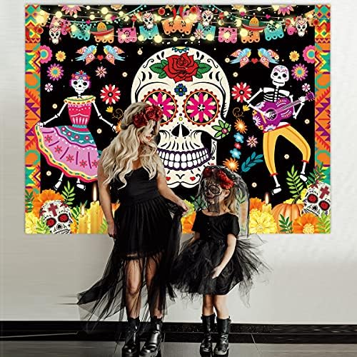 WildParty Day of the Dead Cenário de 7x5 pés mexicano Skull Flowers Photography Background Dia de Los Muertos Festas de vestir-up
