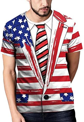 BMISEGM Summer Mens Dress Shirt Mens EUA Bandeira Americana Camista Patriótica Manga curta Independência T T para