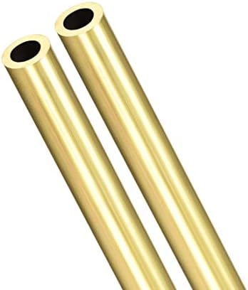 Tubo redondo de latão, 300 mm de comprimento 1,5 mm od 0,2 mm espessura da parede, tubulação de tubo reto e sem costura 2 pcs