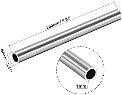 TA-VIGOR 304 Tubo de aço inoxidável 8mm od 1mm espessura da parede de 250 mm, tubo de aço inoxidável em aço inoxidável, tubo de aço inoxidável para artesanato