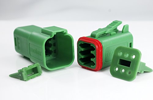 Molex selado- conector verde de 6 pinos com 14-18 AWG- ML-XT ™