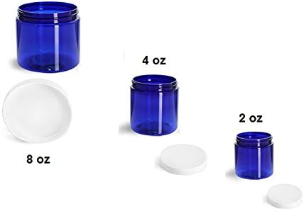 Qty 30-8 oz Blue Plástico Recipiente Branco Cap