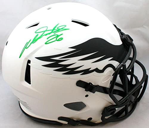 Miles Sanders autografou Eagles f/s capacete de velocidade autêntica lunar -jsa w *verde - capacetes da NFL autografados