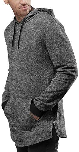 Chapéu e além masculino marlel marlel longline zipper hipster capuz escovado pulôver de lã