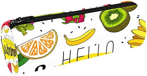 Hello Summer frutas frutas case lápis estudante papelaria bolsa zíper bolsa de maquiagem de maquiagem bolsa de cosméticos para estudantes do escritório mulheres adolescentes meninos meninos