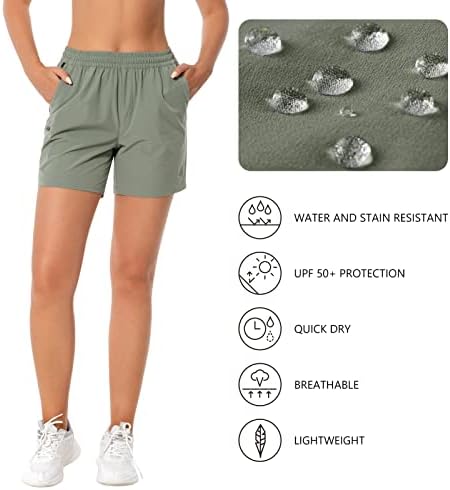 Bassdash Women's 5 pesca caminhada de shorts de carga seca rápida com zíper bolsos upf 50+ resistente a água de verão shorts casuais