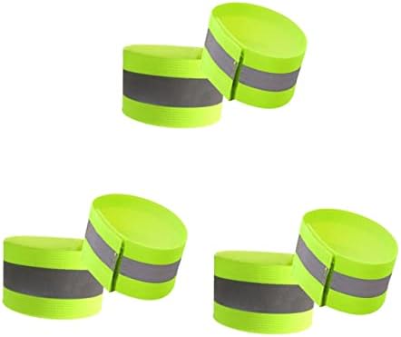 CLISPEED 4 PCS Bollega Bandas de braço de braçadeira de braçadeira Banda de refletor ao ar livre Night Walking Pulseira refletores para caminhar na pulseira noturna Leggings cinturão de pulseiras refletivas ao ar livre Bike Green Bike