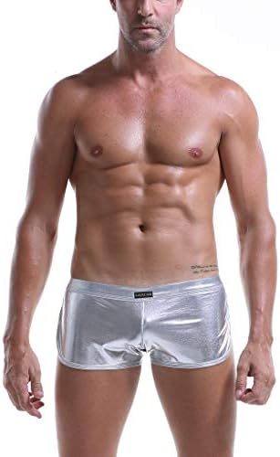 Boxeadores para homens imitando calças de couro masculino Sexy cuecas cuecas de laca de laca