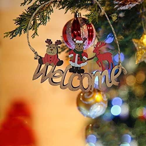 Enfeites de árvore de Natal de madeira conjuntos acabados tags festivas de madeira pintadas de madeira pendurada e pingentes kits de Natal tags de brindes de mesa férias