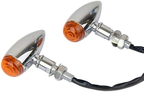 Motortogo Chrome Bullet Motorcycle LED Indicadores de sinal de virada pisca com lente âmbar compatível com 2000 Harley-Davidson