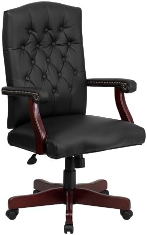 Flash Furniture Martha Washington Black Leathersoft Executive Swivel Office Chair com armas