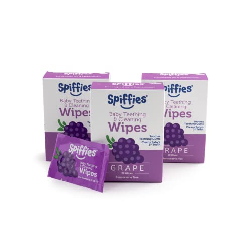 Spiffies Baby Care Oral Tootes de dente - Goma e dentes Limpe os lenços para alívio de dentição e limpeza infantil e dentes de criança