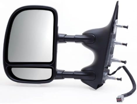 Sistema de ajuste 61204f Ford Econoline Driver Lateral OE Power Power Extendable Replaceming Towing Mirror, preto