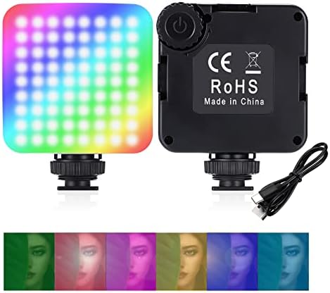 UBEESize RGB LED Vídeo Luz de vídeo para câmera, RGB 72 Luz de câmera LED 360 ° Full Color Vlog Iluminação de fotos portátil,