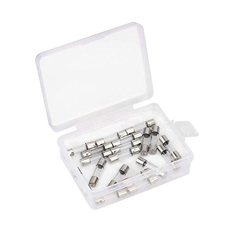 MEOZEL 20PCS Kit de variedade de fusíveis de vidro rápido, fusíveis de fusíveis de 125V 5a 0,2 x 0,78 polegadas / 5 x 20 mm, prata, 20pcs 125V 5a