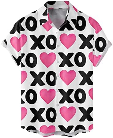 Camisas do Dia dos Namorados de Wocachi para homens da primavera masculina e do verão camisetas solteiras de lapela casual dos namorados