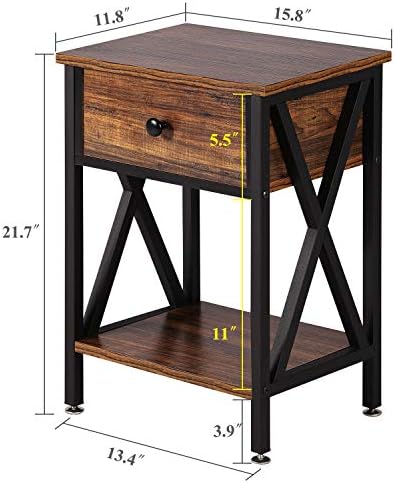 VECELO MODERN VERSÁTIL Nightstands Stands X-Design Table Night Stand Stand Stand Stand Stand com a gaveta da banda para o quarto