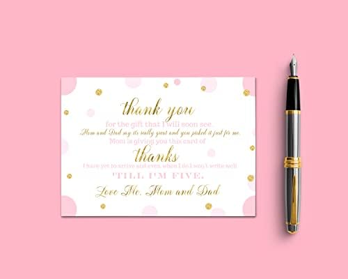 Chá de bebê rosa e dourado obrigado cartões postais Twinkle Little Star NOTECARDS - Nota postal ecológica com mensagem de