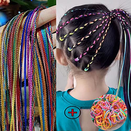 Acessórios para o cabelo para meninas, cordas de trança de cabelo, gravatas de cabelo, traidores coloridos Tinsel corda de cabelo