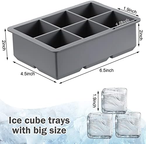 8 PCs grandes moldes de cubo de gelo Bandejas de cubo de gelo de silicone com fáceis de lançamento fácil moldes de