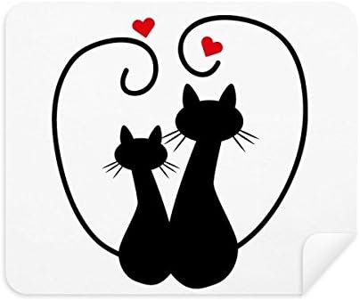 Amantes de gatos Sihouette Animal Valentine Limpeza de pano Clearner 2pcs Camurça Fabric
