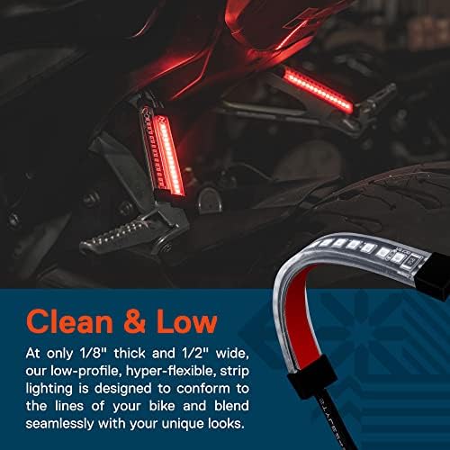 2pc 5 Red LED Motorcycle Signal e kit de faixa de luz da traseira do freio [IP68 à prova d'água] [linha única] [50% de luz de corrida]