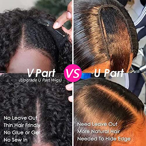 V parte peruca cabelos humanos kinky reto 180 Upgrade de densidade u parte perucas de cabelo humano para mulheres negras sem deixar